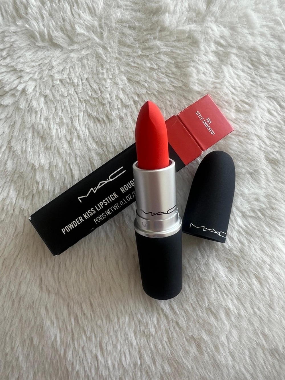 MAC Cosmetics Powder Kiss Lipstick. Limited Edition. Style Shocked. Bold!❤️